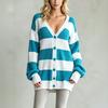 Women's Striped Knit Cardigan, Long Sleeve Button-Up Sweater for Casual Fall and Winter Wear