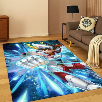 Cartoon Saint Seiya Anime Carpet Rug for Bedroom Living Room Sofa Playroom Doormat Home Decor, Game Area Rug Non-slip Gift