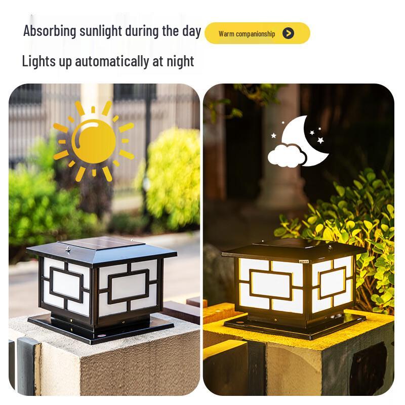 UOSU Solar Pillar Light Outdoor Waterproof Garden Post Lamp