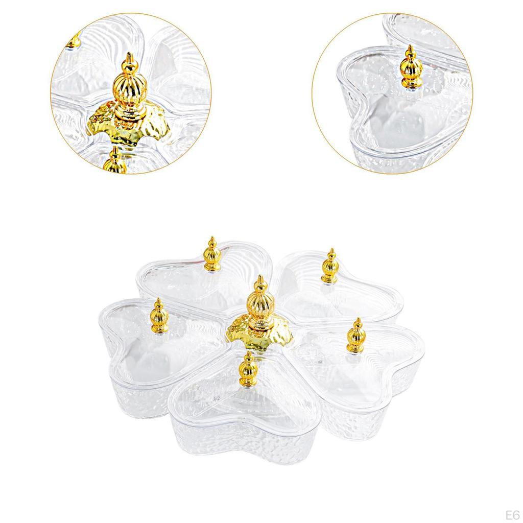 Divided Rotating Serving Tray 5 Compartments Multifunctional Organizer with Lid Appetizer for