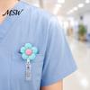 Glatte Zug-Ausweishalter, Niedlicher Blumen-Aufroller, Einziehbarer Kartenhalter, Zuverlässiger Clip für Krankenschwestern, Büroangestellte, Manager, Studenten