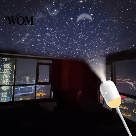 Relaxing Ambient Night Light 2-In-1 Star Projector with Films, USB Starry Sky Party for Bedroom, Mini LED Ceiling Wall Projection Lamp 360 Degrees