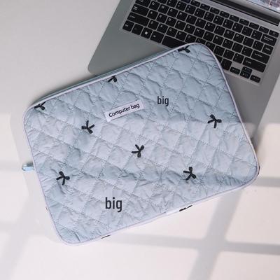14-Inch Embroidered Bow Laptop Bag for Women - Thickened Cotton, Shockproof, Fits 11-Inch iPad & Keyboard