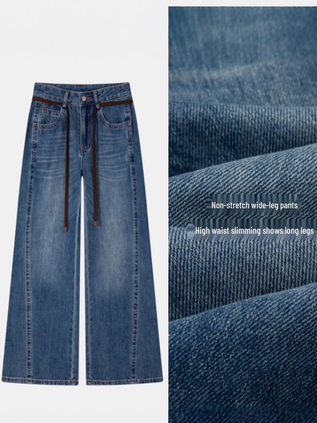 Women s High-Waist Blue Slim-Fit Wide-Leg Jeans - Spring 2026 Collection Large