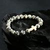 Natural Stone Bead With White Turquoise Cross Bracelets Women Men Classic Stretch Bangles Reiki Elastic Bracelet Gift