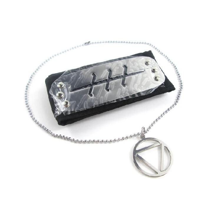 Brdwn Cosplay Akatsuki Hidan Itachi Logo Headband Necklace Ring Kunai