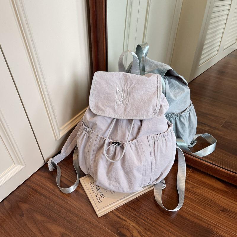 Casual canvas backpack bag women's summer new fashion letter backpack college style large capacity schoolbag