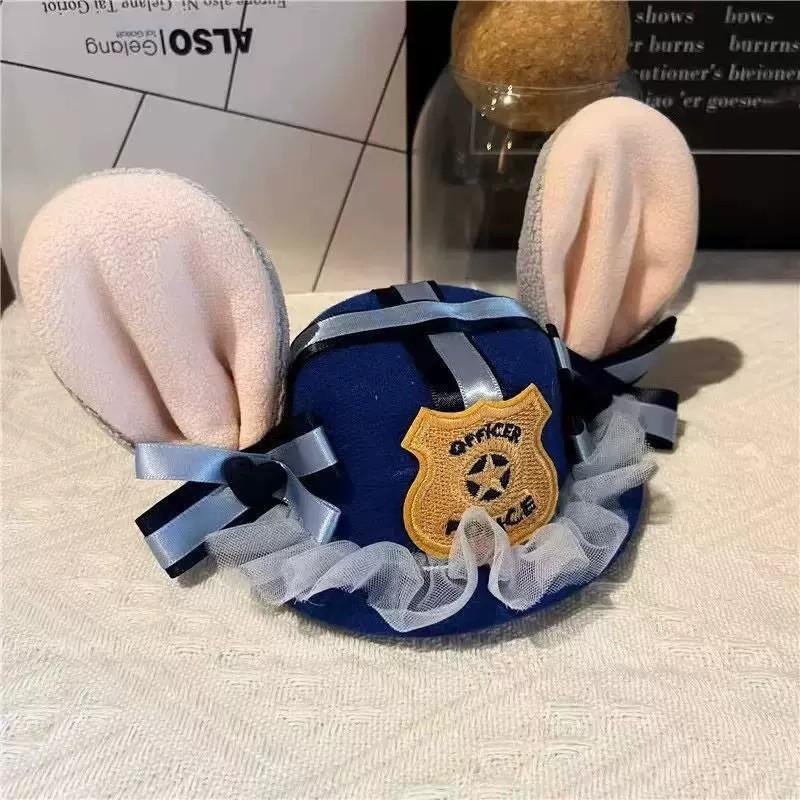 Non-Toxic Cute Judy Hat Rabbit Bowler Hat Zootopia Police Officer Judy Hat Children'S Adult Cosplay Headband Headwear Hat Cute Gift Hot