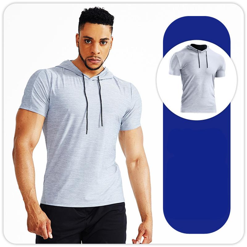 

Мужские футболки с коротким рукавом, толстовки с капюшоном для тренажерного зала, фитнеса, топы для бодибилдинга, летняя повседневная мода, спортивная одежда для тренировок S M L XL XXL 3XL 3XL светло-серый
