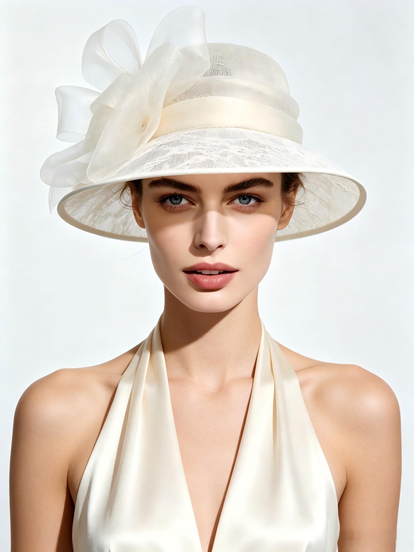 French elegant hemp top hat women`s
