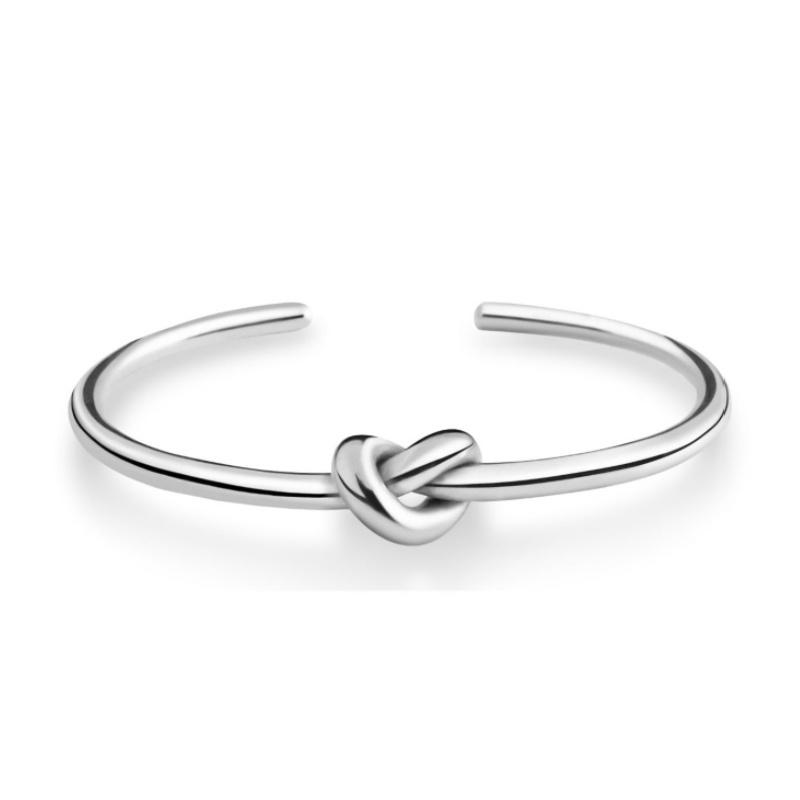 18K Gold-plated Titanium Steel Opening Knotted Bracelet for Women Fashion Simple Non-fading Bangles Jewelry Accessories Gift