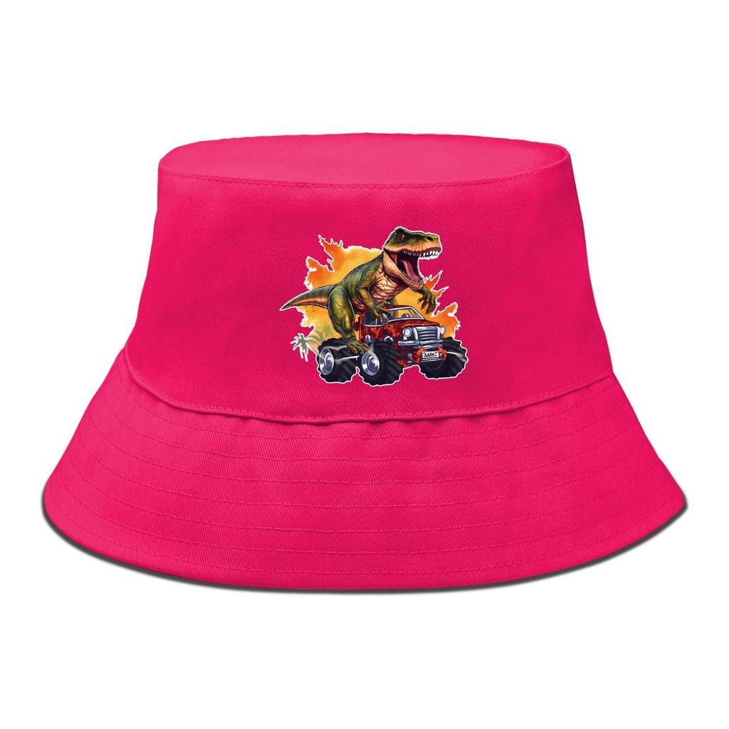 Bucket Hat With Dinosaur Monster Trunk Print , Fisherman Hat Summer Trendy Foldable Beach Cap