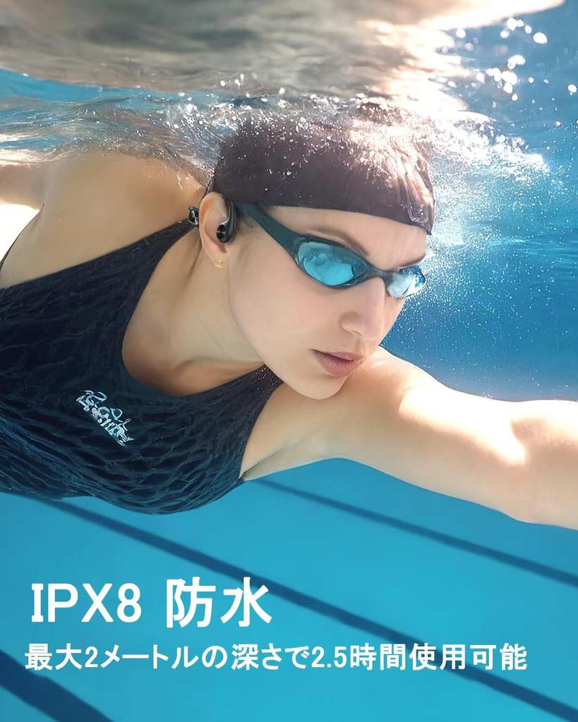 Bone Conduction Swimming Sports Wireless Bluetooth MP3 IPX8 Waterproof for Running Headphones, Headphones, Open-Ear Earbuds, 5.4, Built-in Player,