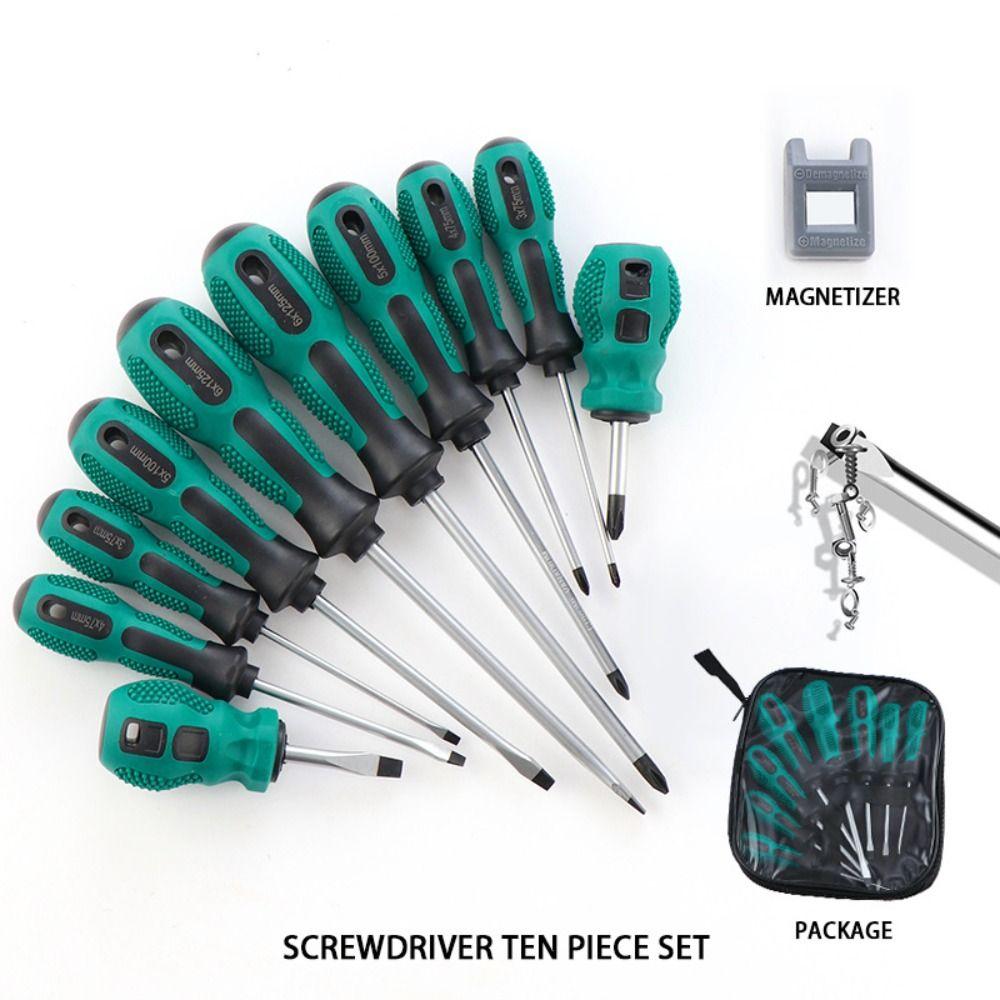10-Piece Set Manual Screwdriver Set Multi-Function Magnetic Screwdriver  Daily Repair