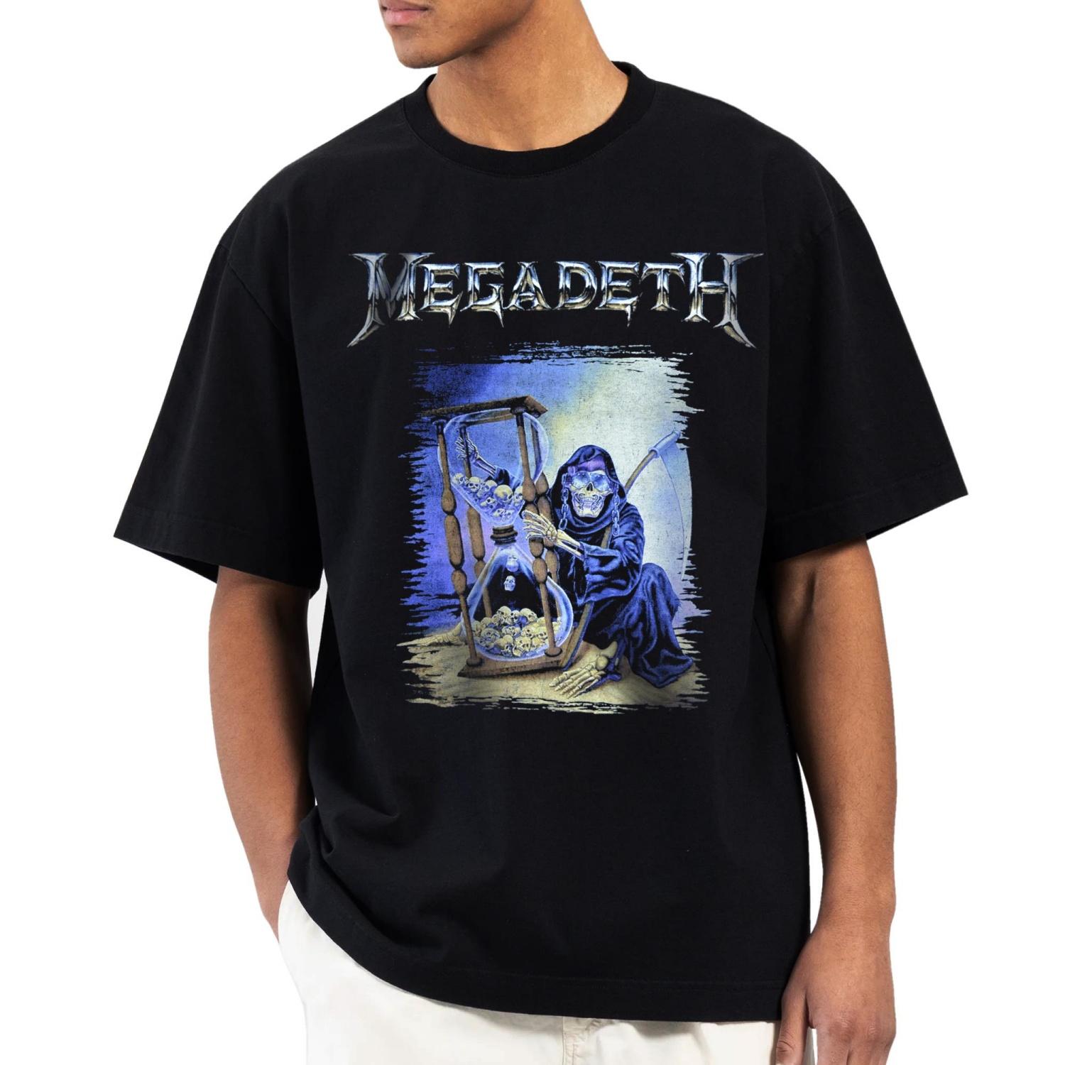 

MEGADETH Футболка с принтом рок-группы Мужская модная повседневная одежда Футболка с коротким рукавом Свободная удобная футболка Повседневная мужская одежда S чёрный