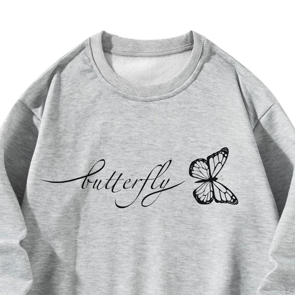 Women Crewneck Sweatshirt Long Sleeve Tops Drop Shoulder Oversized Loose for Vacation Daily Wear