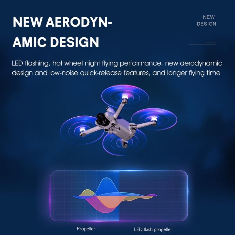 LED Flash Light Propellers for Mini 3 PRO Blades Props Cool Glowing Ring Paddle Blade Rechargeable Night Flying