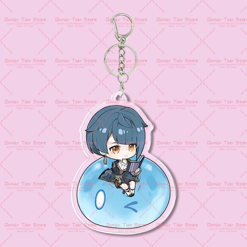Kawaii Chibi Character Acrylic Keychain - Slime Themed Anime Game Pendant, Cute Backpack Charm Gift for Fans