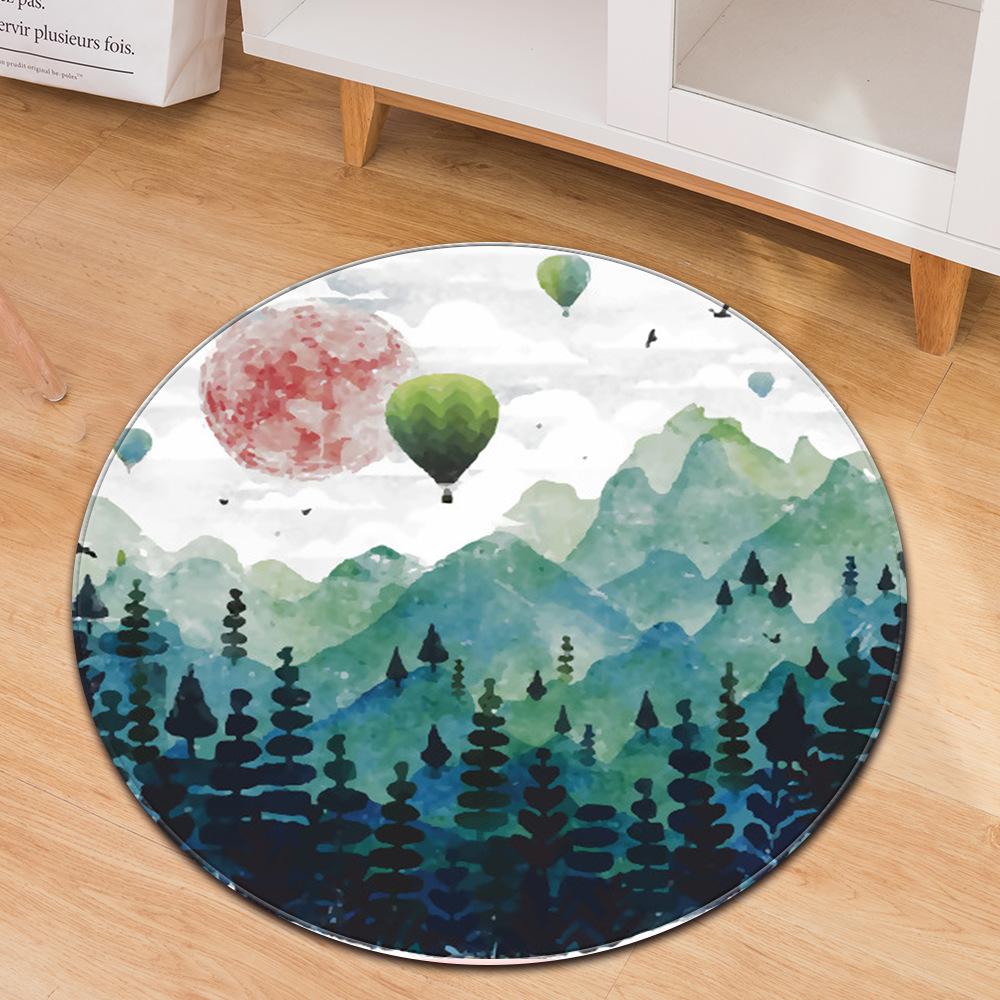 Flower Print Carpet Round Floral Living Room Area Rug Chinese Style Bedroom Rug Kids Play Floor Mat Kitchen Bath Rug Home Decor