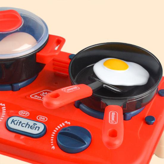 1 Set Mini Kitchen Cooking Playset Adjustable Knob Stove with Sound Light Cookware Utensils Accessories Toddlers Children Chef Pretend Play House Toys