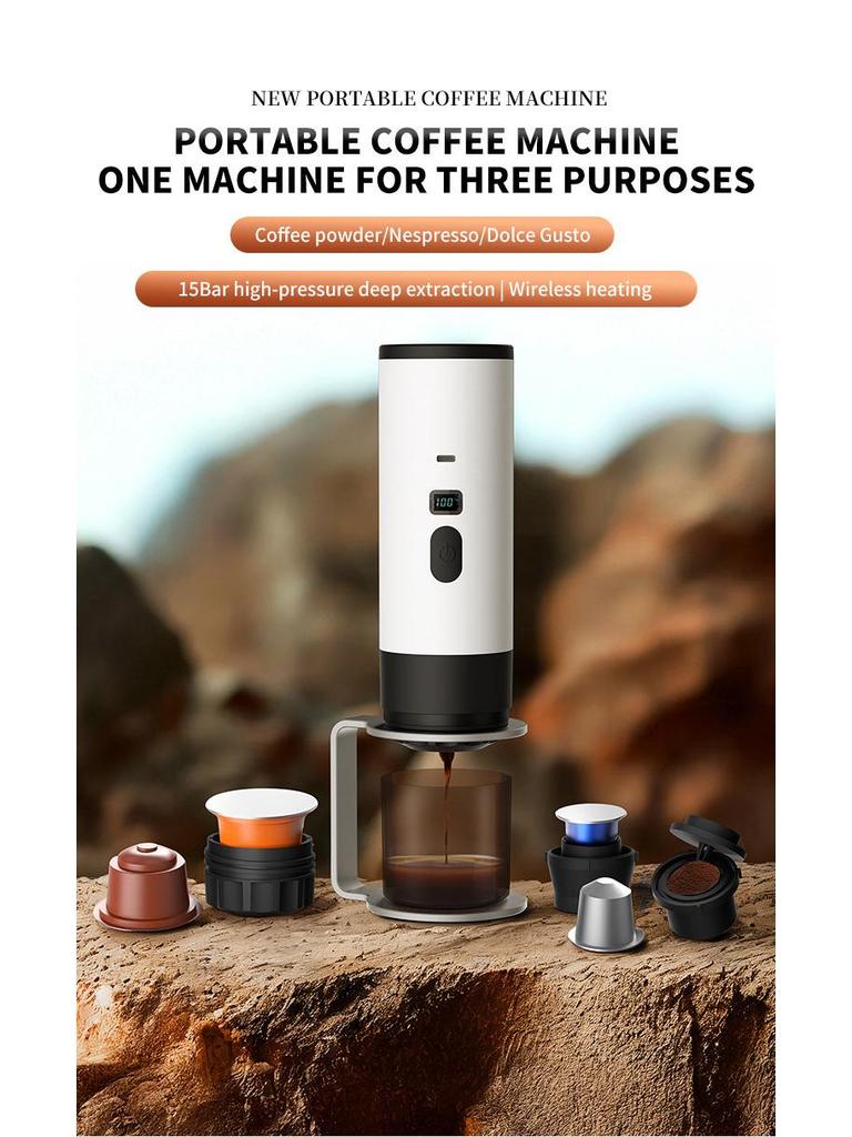 Portable Car-Mounted Espresso Machine - Outdoor Wireless Coffee Capsule Maker 2025, Made in Italy