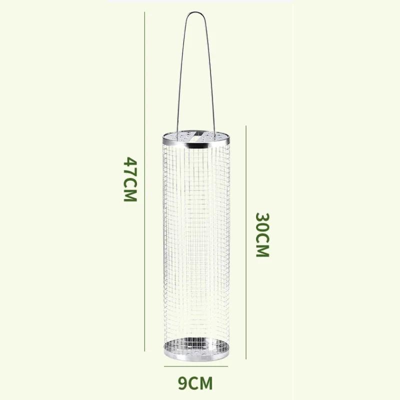 Coș de grătar portabil din oțel inoxidabil, coș de gătit pentru camping, picnic, BBQ, foc de tabără, grilă, coș de rulare