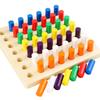 Children's Montessori Wooden Colorful Plugboard - Early Education Toy for Hand-eye Coordination & Color Cognition
