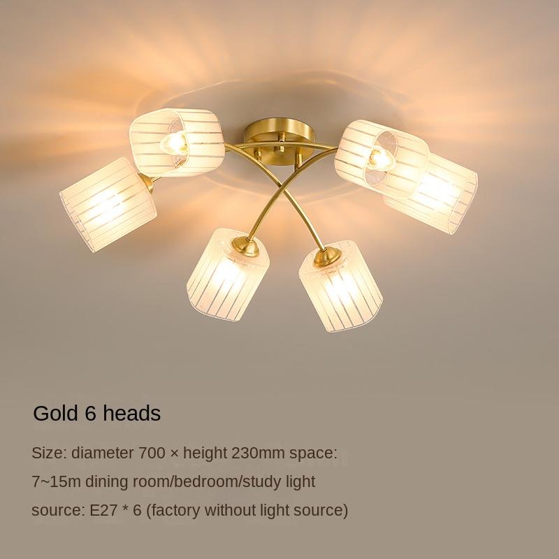 

Nordic Industrial E27 Golden LED Ceiling Lamp For Living Room Bedroom Hall Copper Hanging Chandelier Indoor Lighting Fixtures