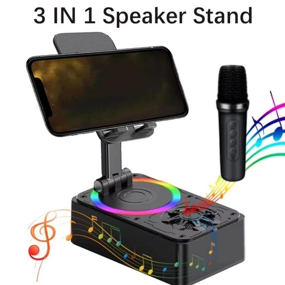 Foldable Wireless Bluetooth speaker Anti-Slip Pads Phone Holder with Microphone  Video Meeting
