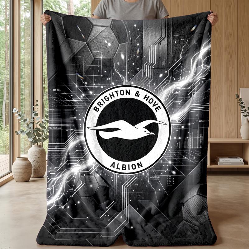 Coperta in Flanella con Stampa Calcio Brighton & Hove Albion, Coperta Morbida Calda Leggera per Divano Letto Campeggio