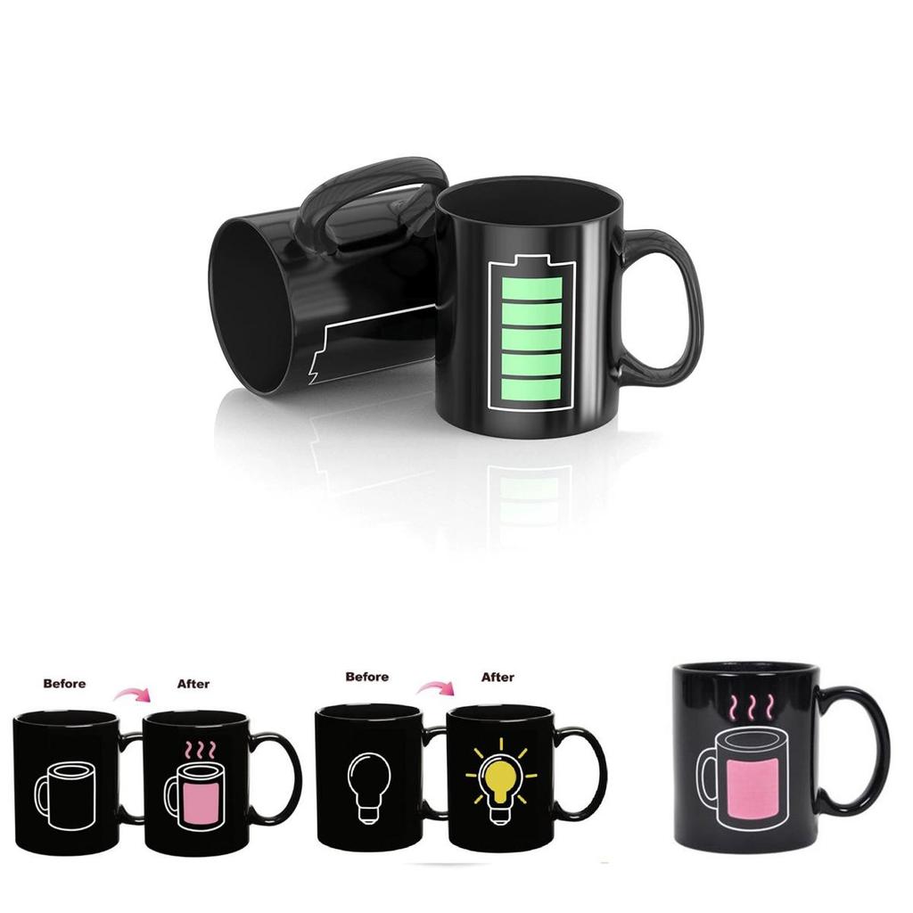 Farbwechselnde Keramiktasse mit Glühbirnen-, Tetris- und Batteriemuster zum Verschenken und für Werbezwecke