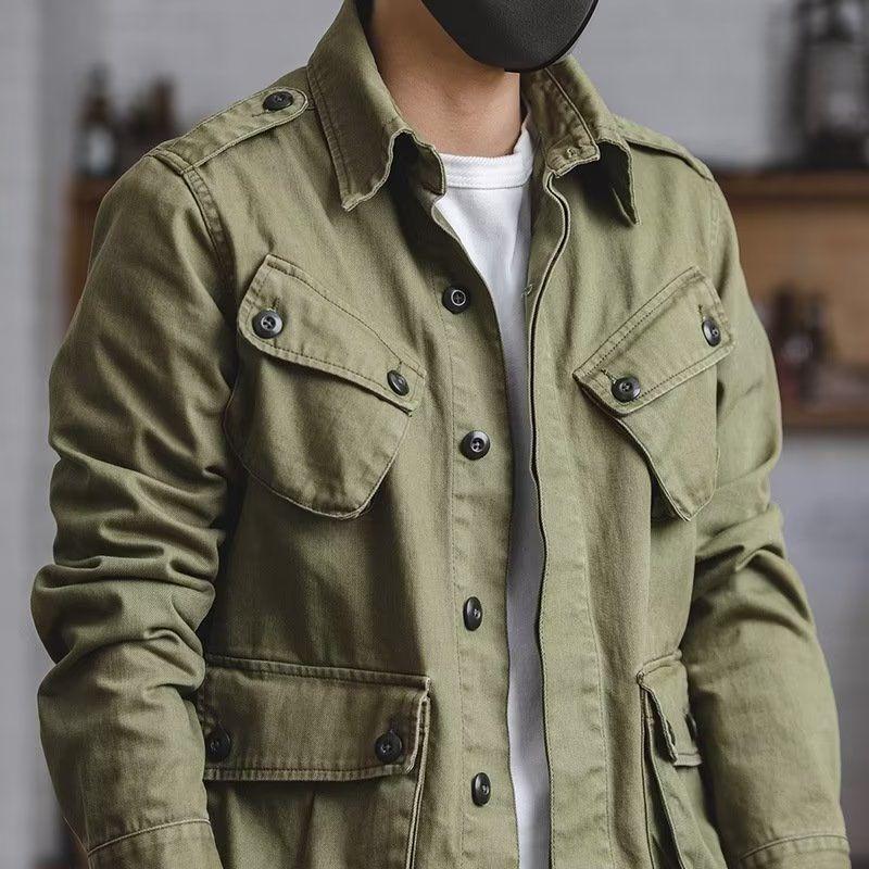 Giacca da campo M65 Verde Militare Retrò Americana da Uomo - Antirughe Giacca a Vento Casual