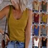 Débardeurs pour femmes sans manches col en U T-shirt de base Été Décontracté T-shirts d'entraînement
