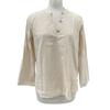Women Shirt V-Neck Long Sleeve Loose Fit Solid Color Blouse Buttons Half