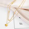 316L Stainless Steel New Fashion Fine  2 Layer Lovers Many Love Heart Charms Chain Choker Necklaces & Pendants For Women