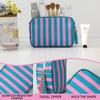 Large Capacity Portable Cosmetic Bag Large Striped Makeup Bag Portable Pouch  Girls