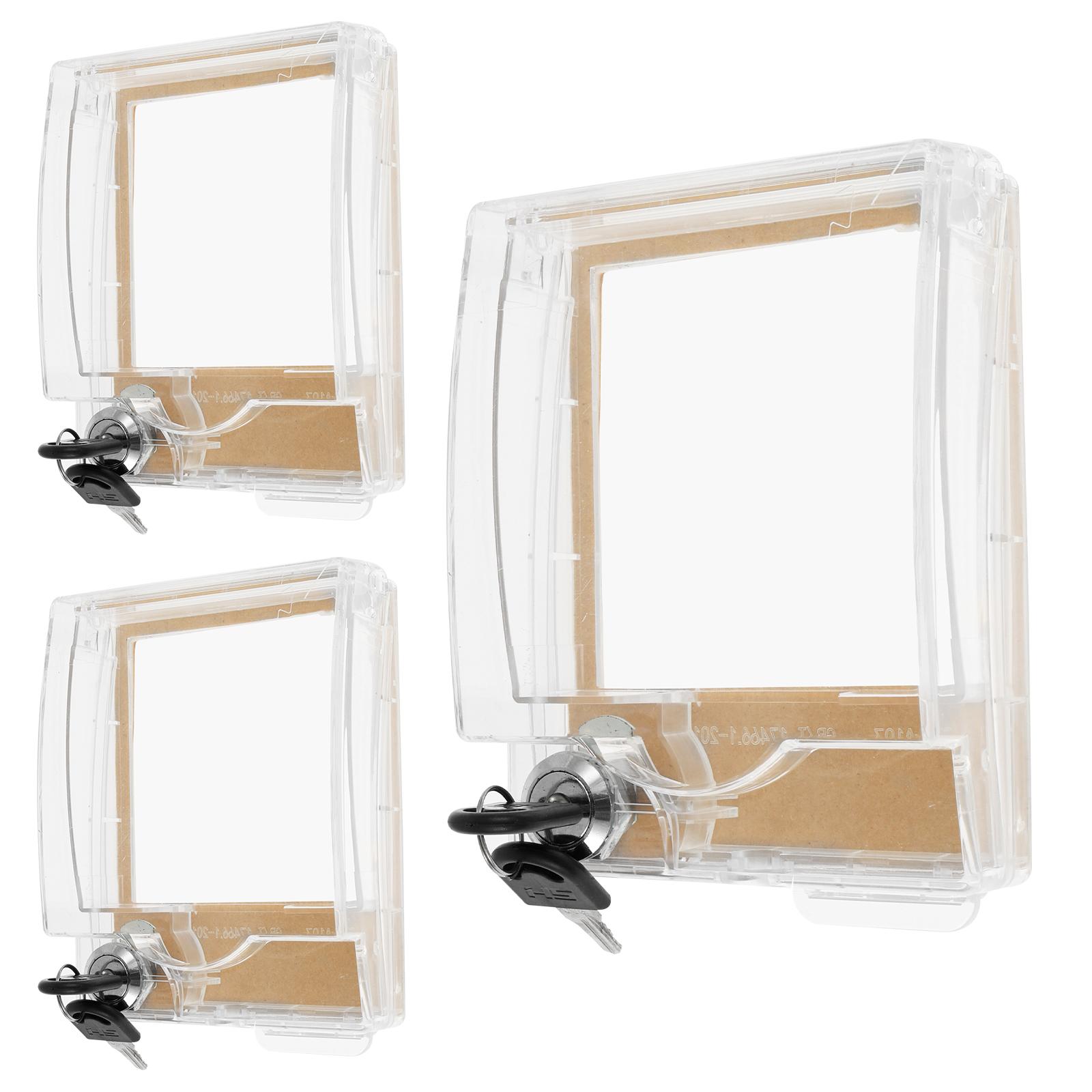 

3Pcs Baby Safety Socket Cover Proofing Locking Electrical Outlet Box Sockets Waterproof Cover with Key Child Safe Protection