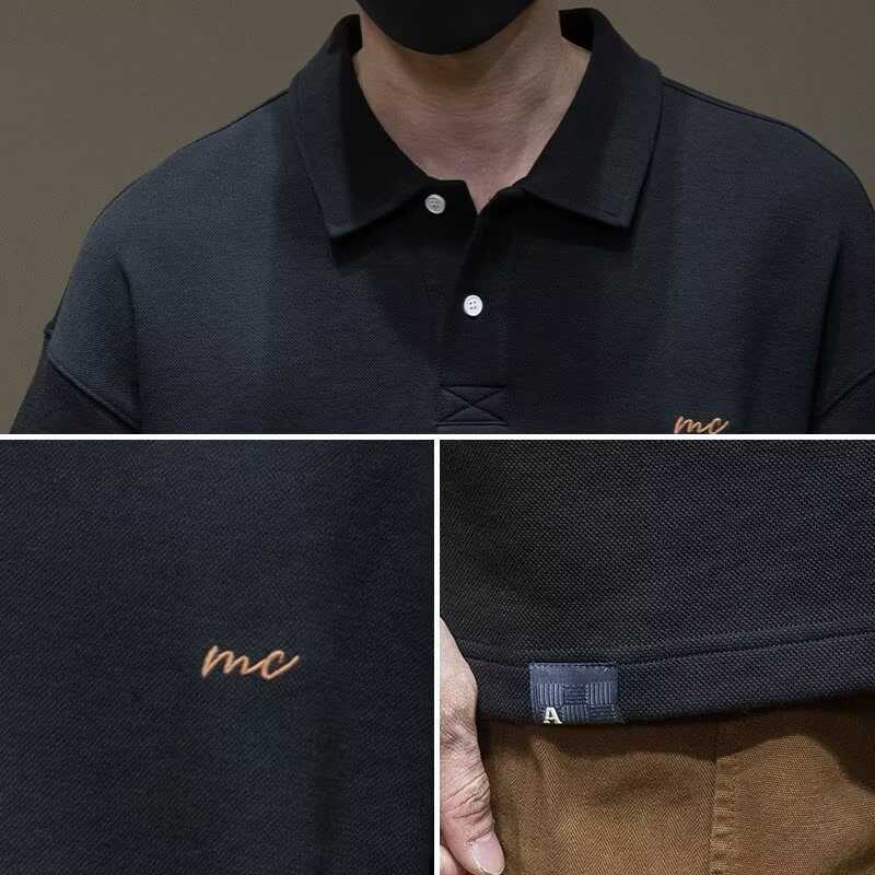 Japanese Vintage Breathable Moisture Wicking Men's Loose Polo Shirt - Wrinkle Resistant Casual Sport Short Sleeve Collared Shirt