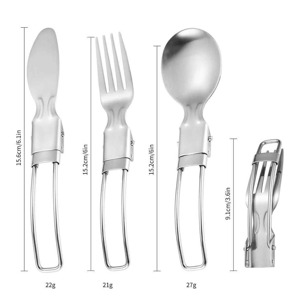 Stainless Steel Outdoor Portable Tableware Set Travel Telescopic Activity Folding Camping Picnic Knife Fork Spoon