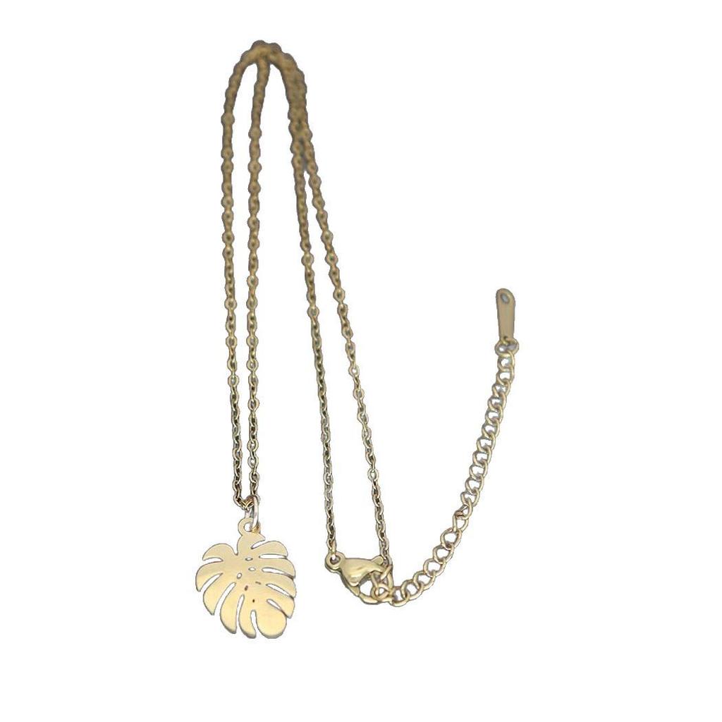 Trendy Stainless Steel Animal Leaf Pendant Necklace with Clavicle Chain