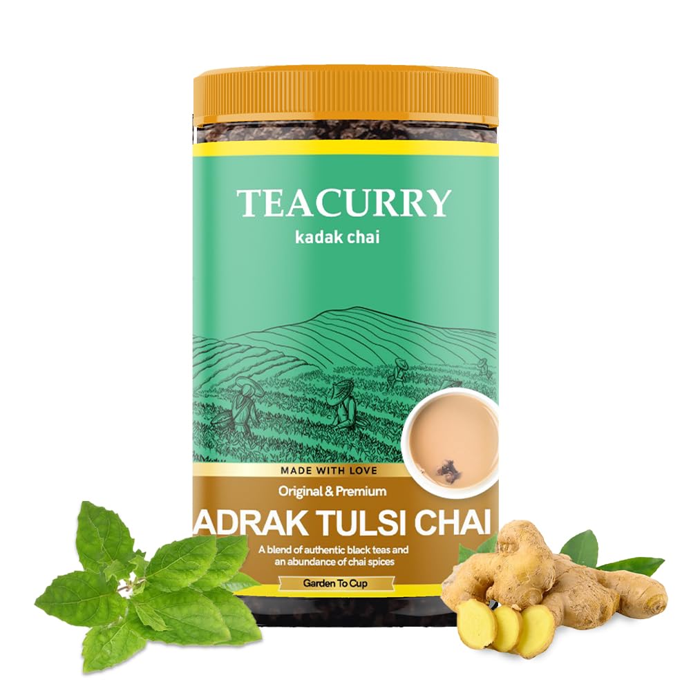 

Just Vedic Adrak Tulsi Tea (100 Grams, 50 Cups) - Helps with Morning Sickness, Joint Pains, Digestion - Tulsi Ginger Tea