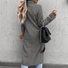 Elegante giacca lunga da donna con colletto, manica lunga, bottoni, soprabito invernale per ufficio