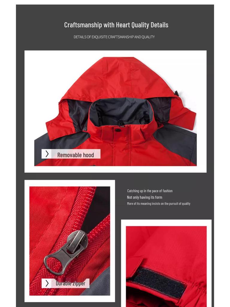 Customizable Logo Waterproof 3-in-1 Windbreaker: Thick, Outdoor Work Jacket for Autumn and Winter