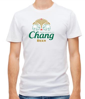 Chang Thai Chang Birra, Maglietta Bianca a Maniche Corte Uomo F247