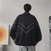 Men's Black Reflective Stand Collar Jacket - Casual Sportswear for Spring & Autumn