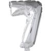 Aluminum Balloon - HAPPY MOMENT - Number 7 - Silver - Helium - Birthday Decoration