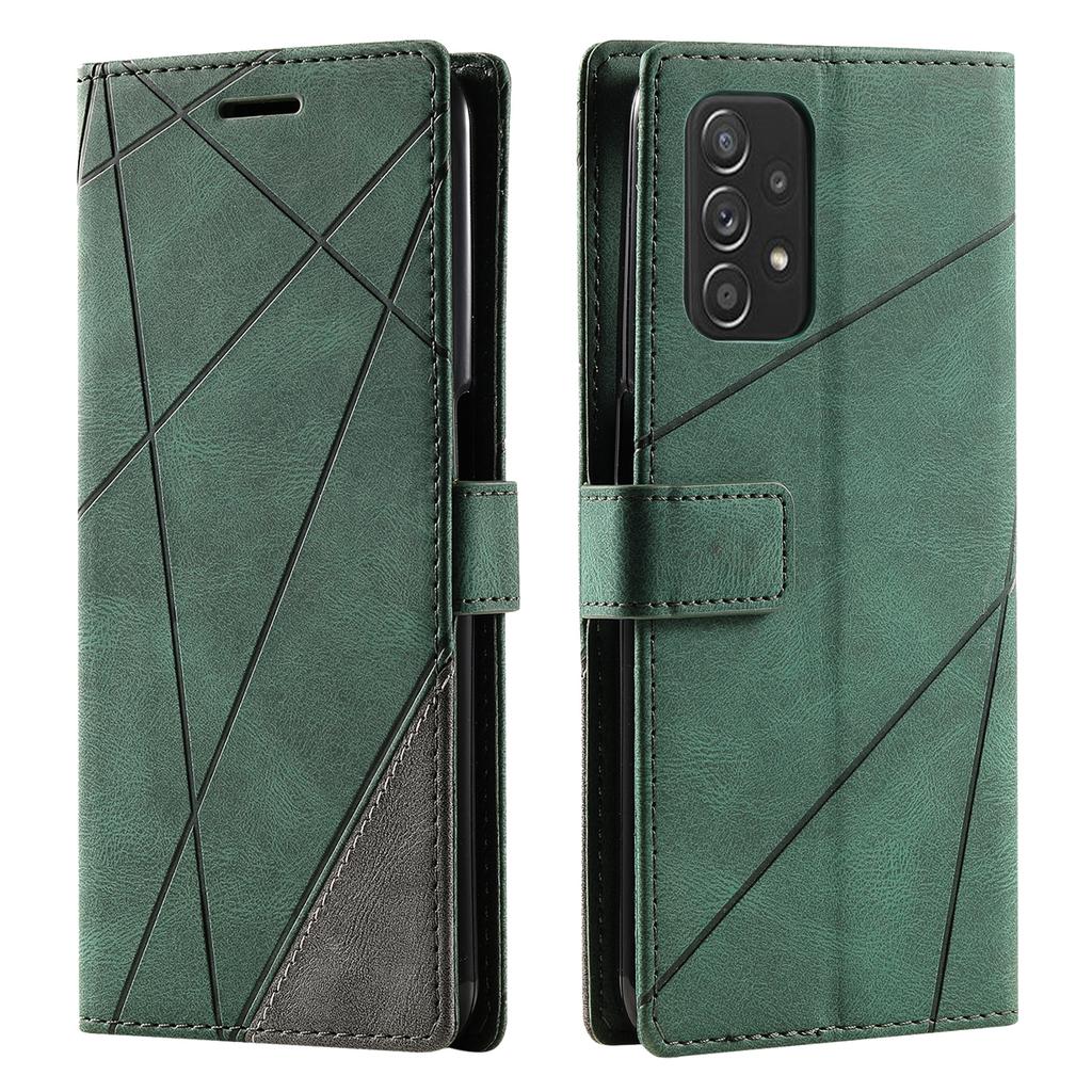 For Samsung Galaxy A53 5G Wallet Case Lines Imprinted Skin-touch Leather Phone Cover