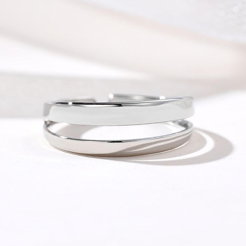 Korean Version of Korean Fashion Temperament Two-line Ring Women's Design Sense Niche Simple Cold Wind Jewelry
