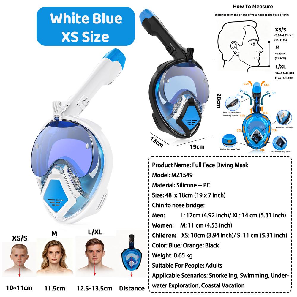 JUNHAIINS Full Face Snorkel Mask Scuba Diving Mask for Adult Goggles Underwater 180° View Transparent Swimming Sunshade Lens