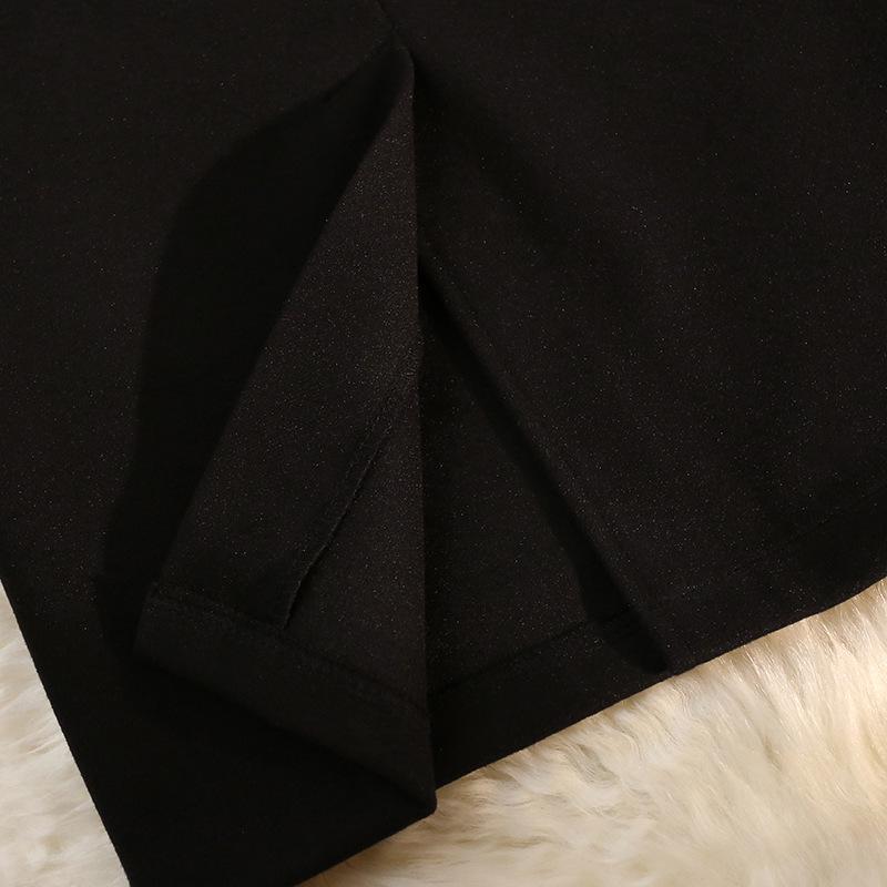 Women's Slimming A-Line Black Wool Mid-Length Skirt - Thickened & High-Waist for 2024 Autumn/Winter.
